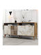Μπουφές Milan Walnut - White 180x35x78.6cm