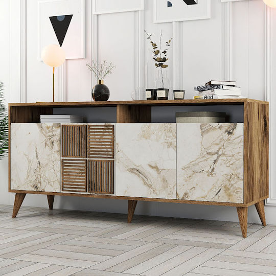 Μπουφές Milan Ξύλινος Καρυδί - Λευκό 180x35x78.6cm