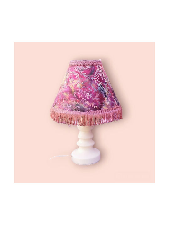 Oxygen Gold Leafs Ceramic Table Lamp for E27 Socket with Pink Shade and White Base
