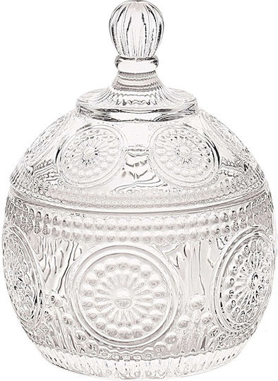 The Home Deco Factory Glass Sweet Jar with Lid Transparent 9x9x12cm