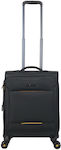 RCM Cabin Travel Suitcase Fabric Black with 4 Wheels Height 55cm.
