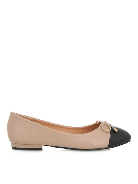 Exe Synthetic Leather Ballerinas Beige