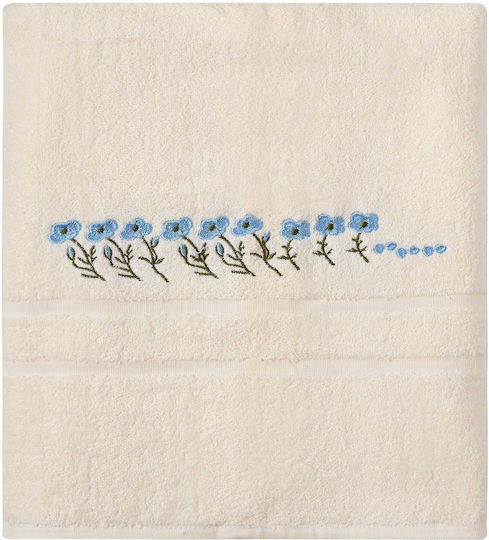 Silk Fashion Πετσέτα Σώματος Σιέλ Λουλούδι 100x150εκ. Ivory