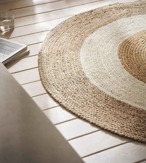 Gofis Home Spirit Χαλί Στρογγυλό Καλοκαιρινό από Γιούτα Μπεζ Φ150cm
