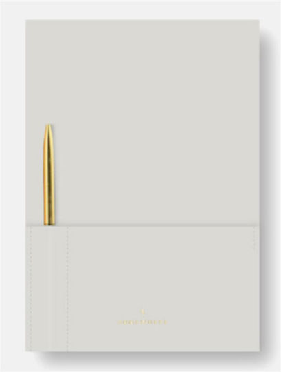 Σημειωματάριο A5 Ριγέ με Σκληρό Εξώφυλλο και Στυλοθήκη Γκρι
