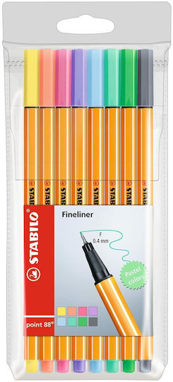 Point 88 Pastel Fineliner 8 Colors Stabilo Case