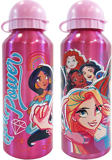 Disney Princess Παιδικό Παγούρι Αλουμινίου με Καλαμάκι 500ml (Διάφορα Σχέδια/Χρώματα)