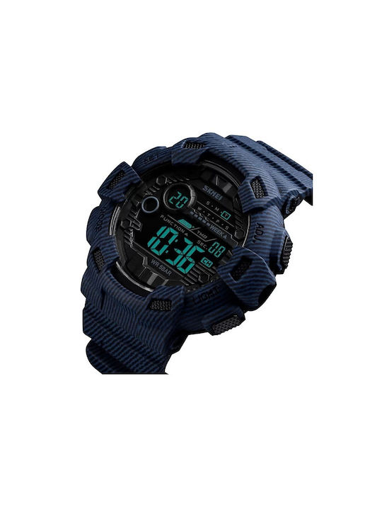 Skmei Digital Uhr Batterie mit Blau Kautschukarmband