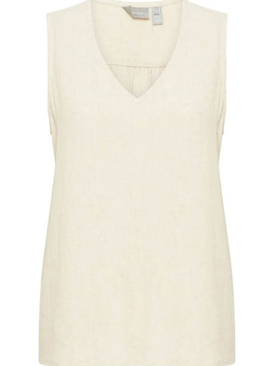 Fransa Women's Blouse Sleeveless Beige