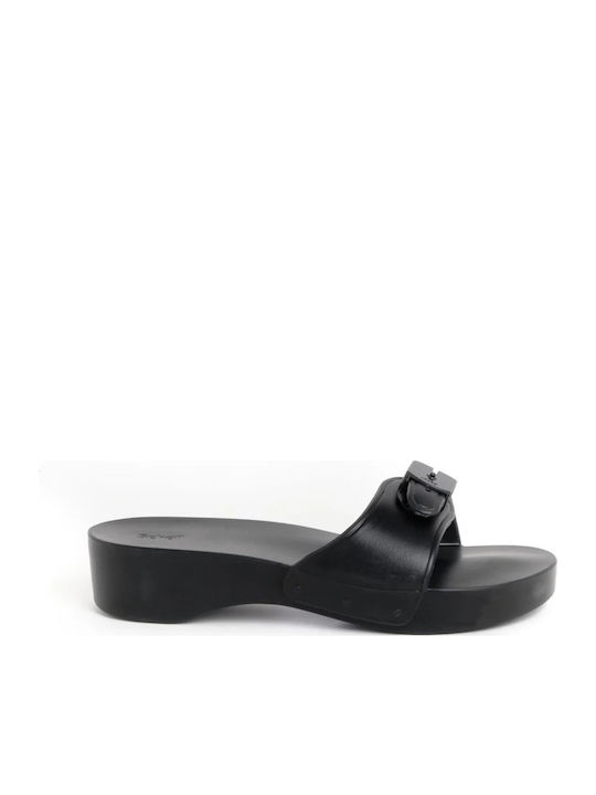 Pescura Heel Women's Flat Sandals in Black Color