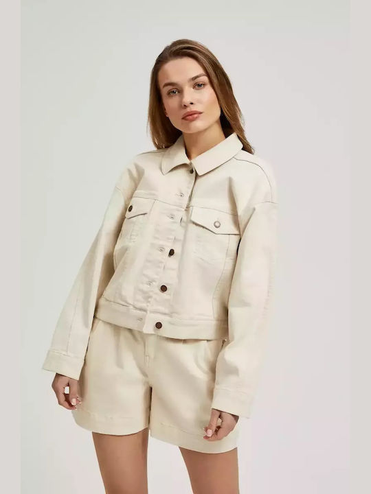 Make your image Women's Short Jean Jacket for Spring or Autumn Light Beige