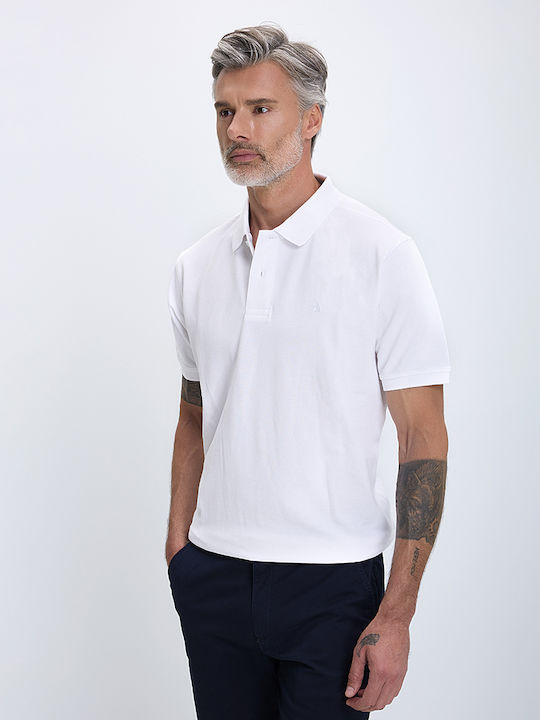 B.S Bags Men's Short Sleeve Blouse Polo White