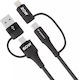 Wozinsky Regular Cablu USB la Type-C / Lightning cu mai multe porturi 4A Negru 1m (HU-5907769308819)