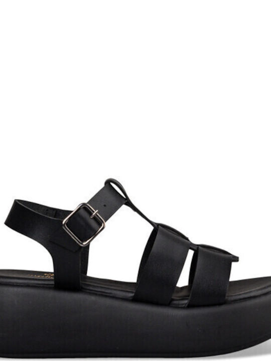 Mairiboo for Envie Damen Flache Sandalen Flatforms in Schwarz Farbe