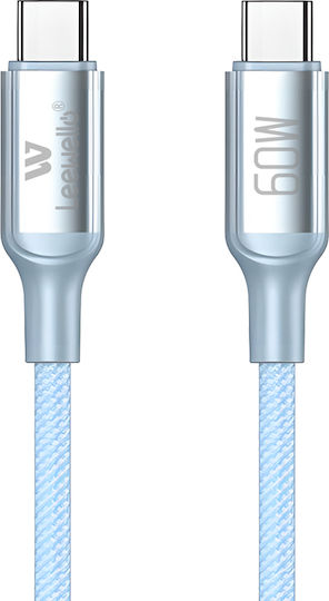 Leewello USB 2.0 Cable USB-C male - USB-C 60W Blue 1m (783190)