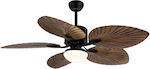 Lineme Isla Ceiling Fan 132cm with Light and Remote Control Brown