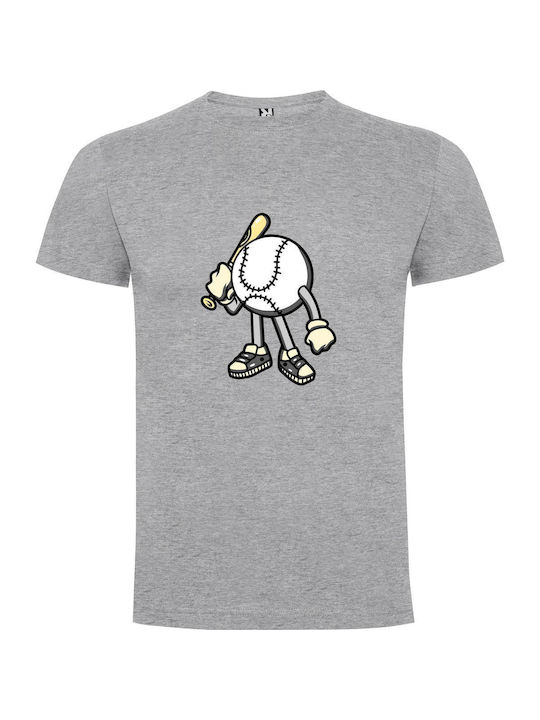 iLovePrints Bat-toting Baseball Mascot T-shirt Gray