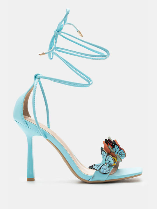 Luigi Damen Sandalen mit hohem Absatz in Hellblau Farbe