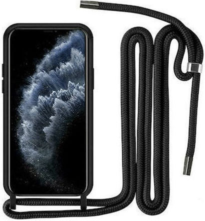 Colored Back Cover Σιλικόνης με Λουράκι Μαύρο (Poco X5 Pro)