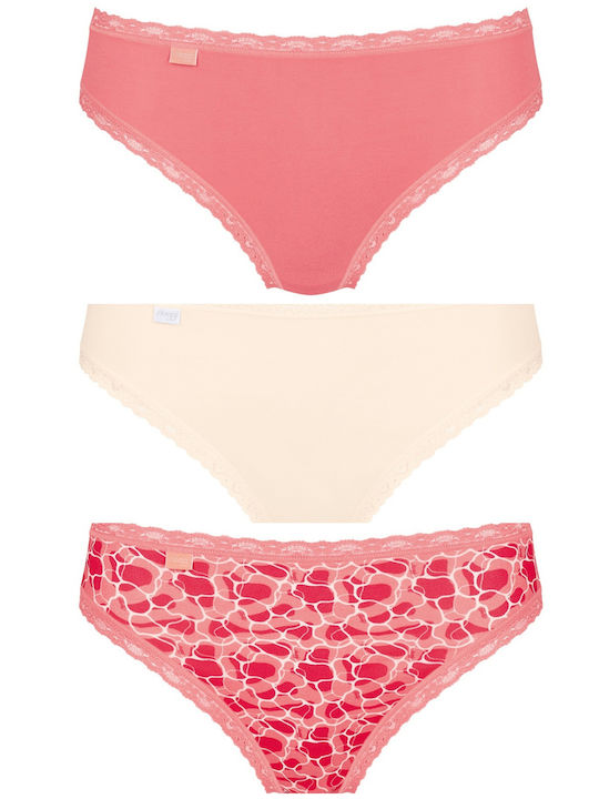 Sloggi Women's Cotton Lace Slip Ecru-pink-Fuchs...