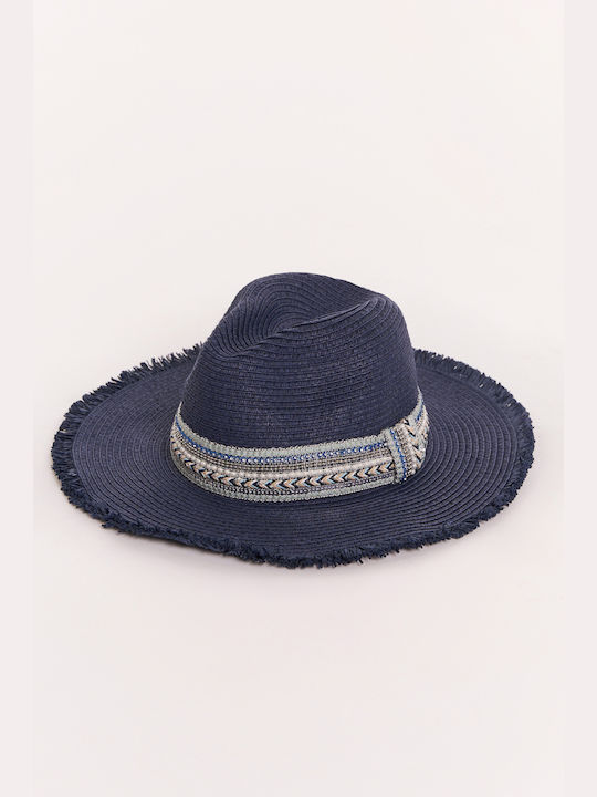 Jucita Γυναικείο Ψάθινο Καπέλο Floppy Μπλε