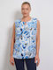 Fibes Women's Blouse Sleeveless Blue