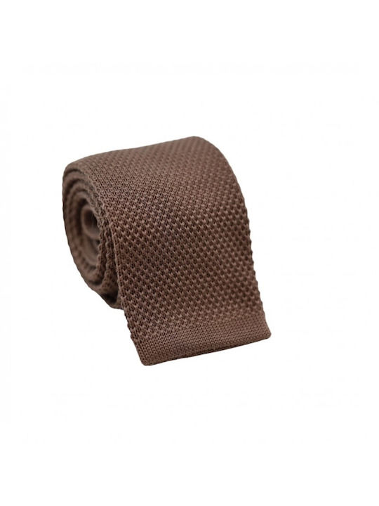 Cravată din mătase tricotată, culoare ciocolată, 6 cm
