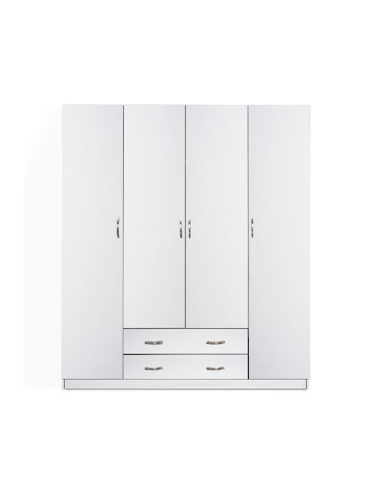 Τετράφυλλη Ντουλάπα Λευκή 200x55.5x180cm
