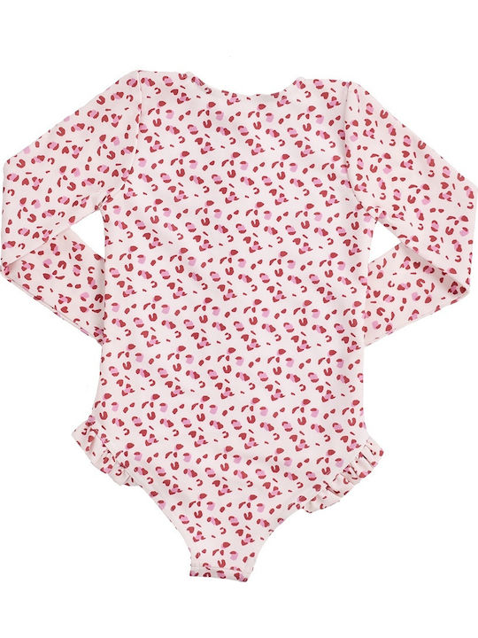 Swim Essentials Kids Swimwear Long Sleeve One-piece Old Pink Leopard