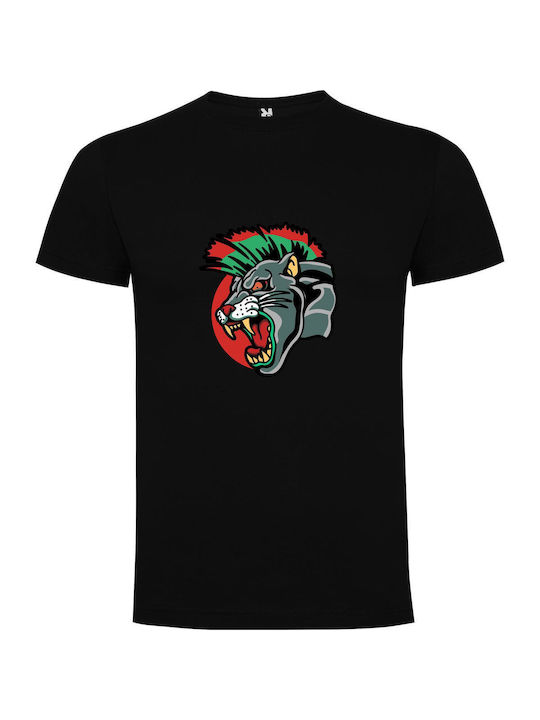 iLovePrints Wildcat Warrior Mascot T-shirt Schwarz