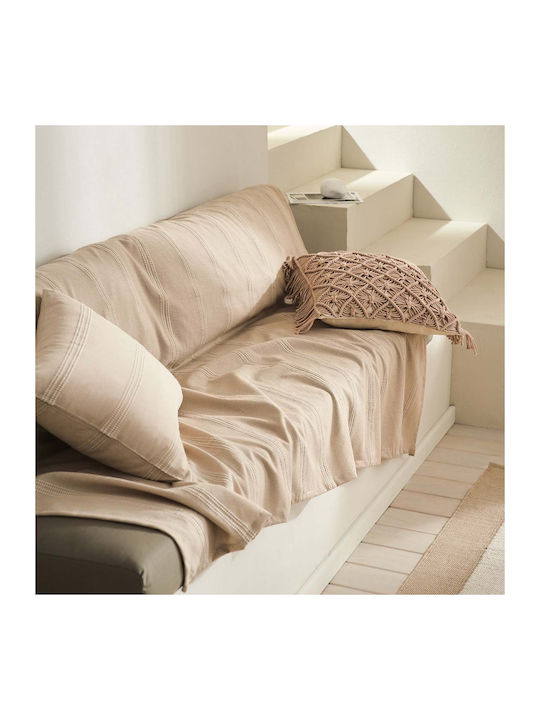Gofis Home Rathma Sofa Throws 2 Seater Jacquard 180x250cm Wet Sand Beige 375