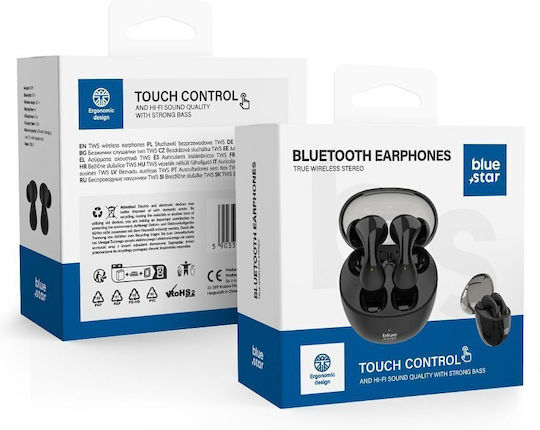 Blue Star BK99 In-ear Bluetooth Handsfree Ακουστικά με Θήκη Φόρτισης Μαύρα