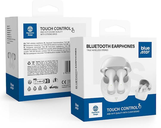 Blue Star BK92 In-ear Bluetooth Handsfree Căști cu Carcasă de Încărcare Alb