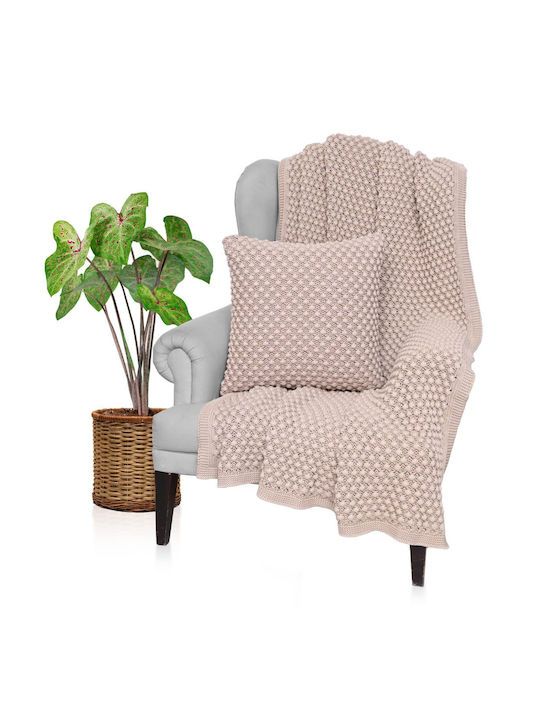 Liolios Home Popcorn Ριχτάρι Πολυθρόνας Πλεκτό 130x180εκ. Sandy Brown 000000002439