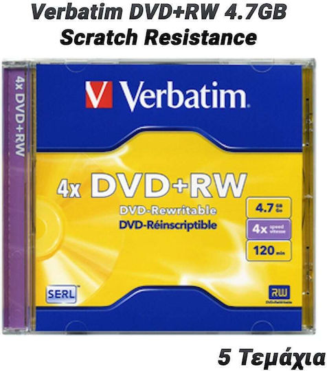 Verbatim Επανεγγράψιμο DVD+RW 4x 4.7GB Cake Box 1τμχ
