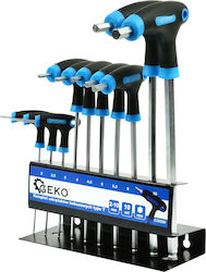Geko Set of 10 Allen Wrenches in T-Shaped Form