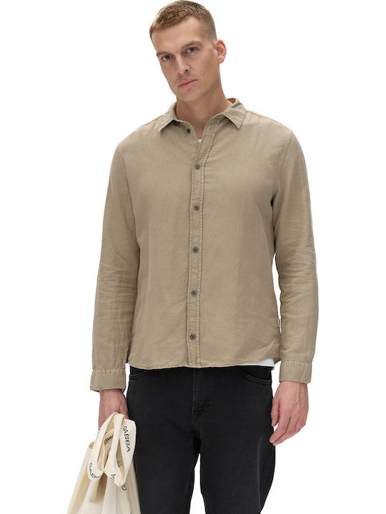 Langärmlig Leinen Hemd Dark Beige