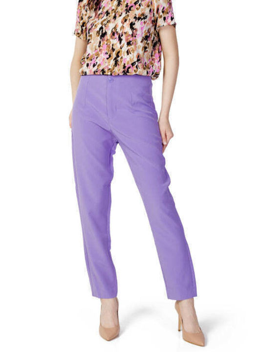 Only Women's Fabric Trousers Purple