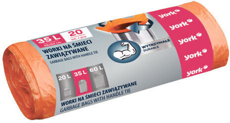 York Σακούλες Απορριμάτων Χωρητικότητας 35lt 60x50cm 20τμχ Πορτοκαλί