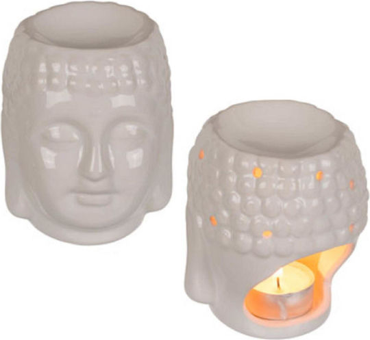 Αρωματιστής Λευκός Σχέδιο Βούδας Oil & Wax Burner Buddha 8,5cm