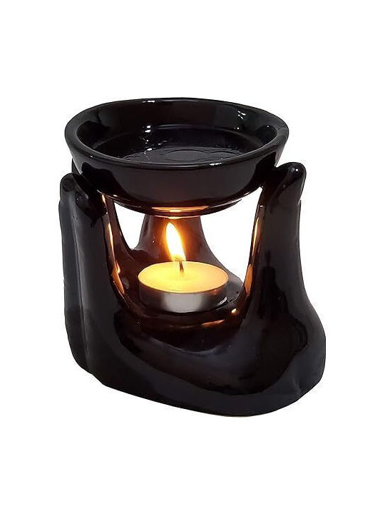 Aromatischer Keramik-Duftöllampe Offene Hände Schwarz 10cm