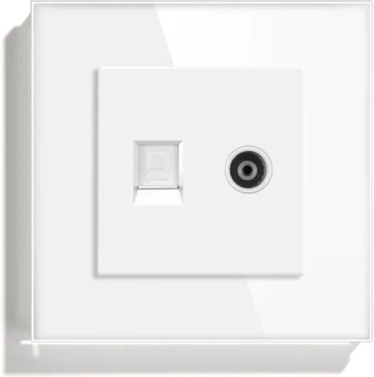 Priză Dublă De Rețea RJ45 Cu Cadru Tip Cat6 În Culoare Albă