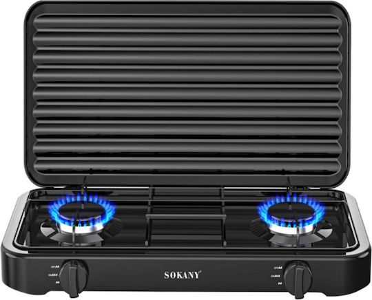 Newest Liquid Gas Countertop Double Burner Black