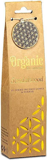 Αρωματικοί Κώνοι Θυμιάματος Xl Organic Goodness Sandalwood Κεραμική Βάση Καύσης