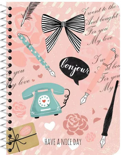 Pelikan Σπιράλ Τετράδιο Ριγέ Β5 90 Φύλλων 3 Θεμάτων Lady Lovely Ροζ