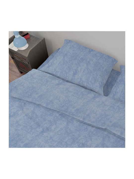 Dimcol Sheet for Single Bed 160x240cm. Premium Shadow 614 Sky Blue