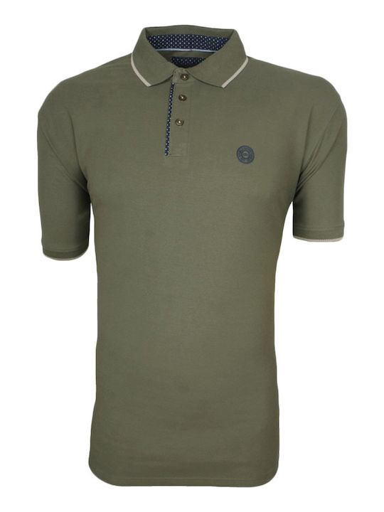 Double Men's Short Sleeve Blouse Polo Olive