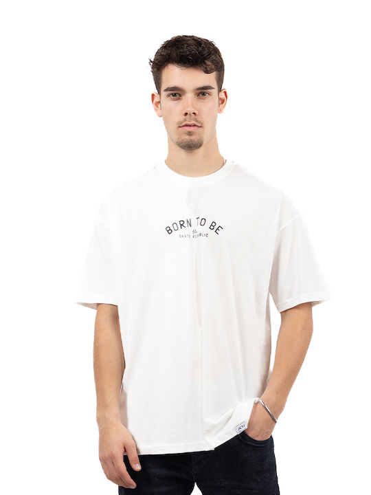 JCYJ T-shirt Bărbătesc cu Mânecă Scurtă White
