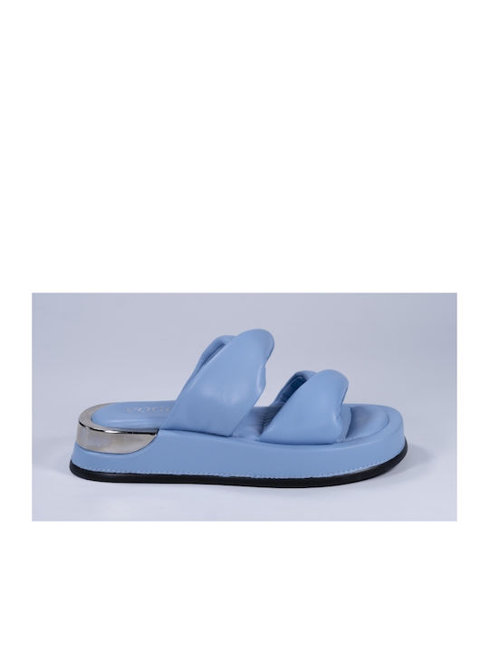 Vogge Flatforms Leather Women's Sandals Blue