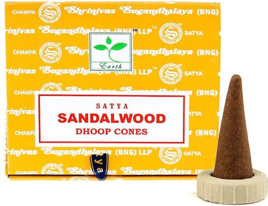 Satya Sandalwood Incense Cones Ceramic Burner Set of 12